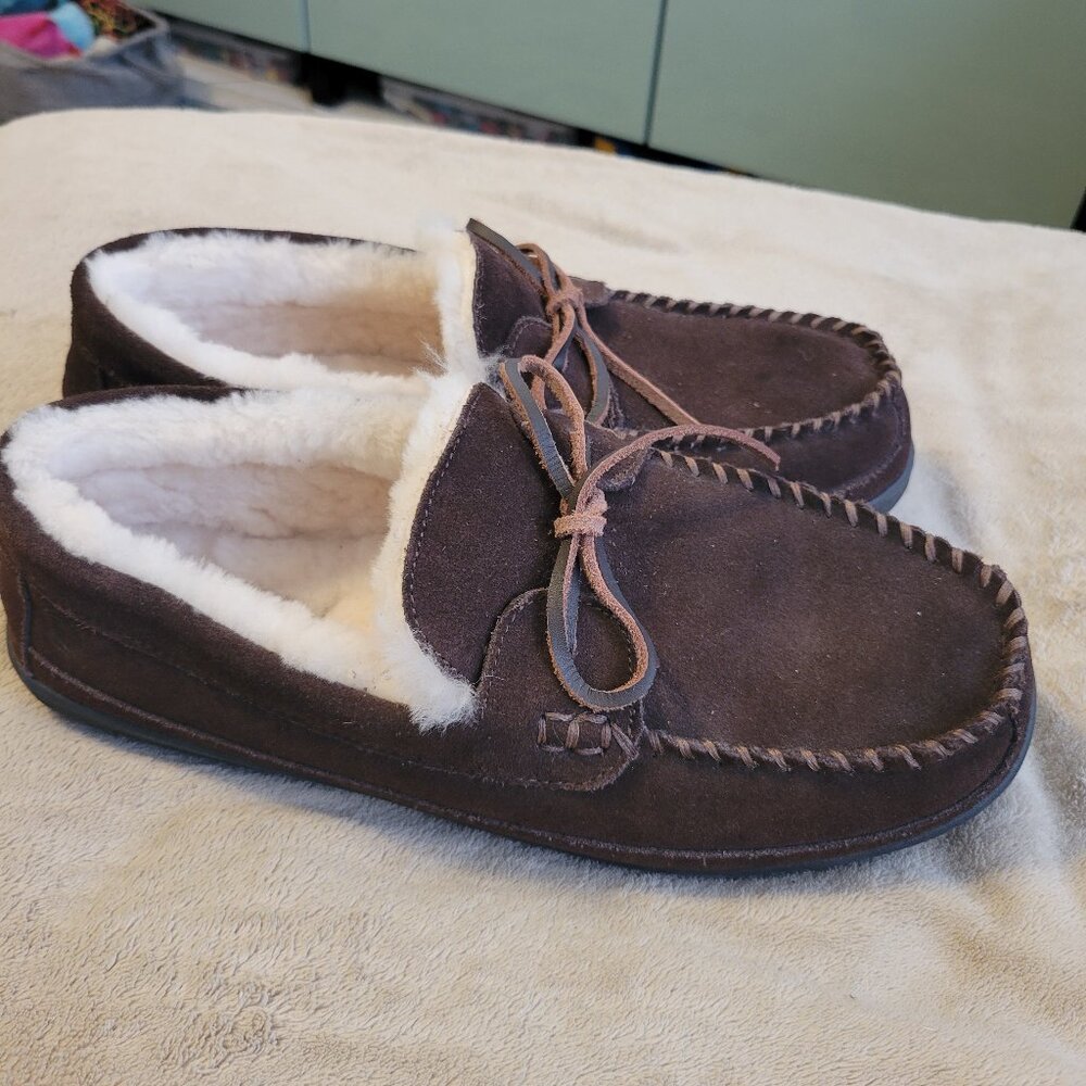 Lands' End Suede and Lamb's Wool Moccasins